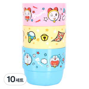 아이조움 아동용 도라에몽 칼라컵 250ml x 3종 세트, 혼합색상, 10세트