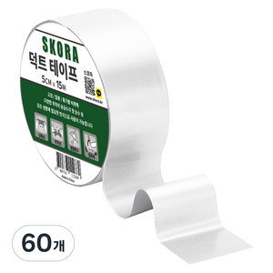 스코라 덕트 테이프 화이트 5cm x 15m, 60개