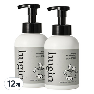 허긴 유아용 모이스처 아토 약산성 올인원 대용량 버블워시 거품형 무향, 500ml, 12개