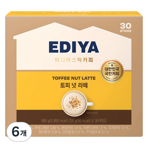 이디야 토피넛라떼, 20g, 30개입, 6개