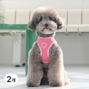 핑카홀릭 강아지 엠마 에어매쉬 조끼 하네스 B NAXA-HB7759, 핑크, 2개