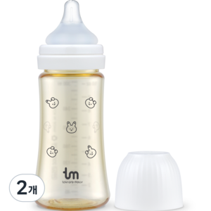 토비앤몰리 PPSU 돗바니 젖병 싱글팩, 화이트, 280ml, 2개