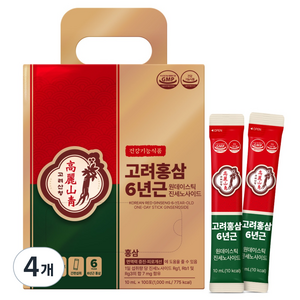 고려산청 6년근 원데이 홍삼 스틱 진세노사이드 대용량 100p, 4개, 1L