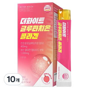 더존건강 배럴헬스 더화이트 글루타치온 콜라겐 젤리 스틱 복숭아맛 15p, 300g, 10개