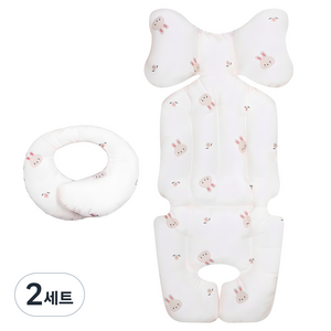 베베누보 사계절 양면 유모차 시트 라이너 + 목쿠션 세트, 미니래빗, 2세트