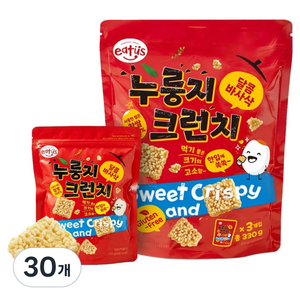 이더스 찹쌀 누룽지 크런치 3p, 30개, 330g