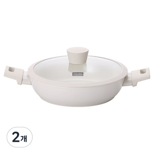 키친플라워 인덕션 쿠킨 올리오 세라믹 전골냄비, 아이보리, 2개, 24cm