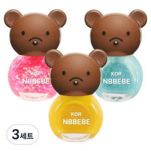 엔비베베 키즈네일 곰돌이 K 4ml x 3종 선물세트, 블링핑크, 옐로우, 블링하늘, 3세트