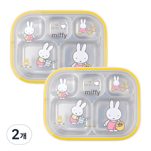 미피 파스텔 스텐 식판도시락, 식판 2p + 뚜껑 2p, 혼합색상, 2개