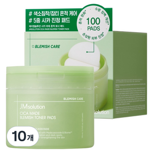 제이엠솔루션 시카 마데 흔적 진정 토너 패드 170ml, 100매입, 10개