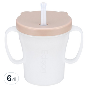 에디슨 베이비 흘림방지 빨대컵, 200ml, 6개, 베이지