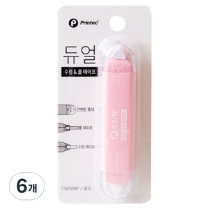 프린텍 듀얼 수정 풀테이프 CG0504P, 핑크, 6개