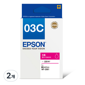 엡손 T03C 정품 잉크, 2개, 빨강(T03C370)