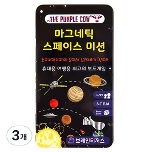 브레인티저스 퍼플카우 자석 스페이스 미션 보드게임, 혼합색상, 3개