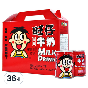 왕왕 왕자이 밀크드링크, 245ml, 36개