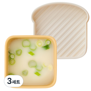 퍼기 유아용 식빵 볼 흡착식기, 토스트브라운, 3세트