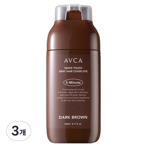 아브카 퀵 터치 5분 새치 커버 염모제 240ml, 다크브라운, 3개