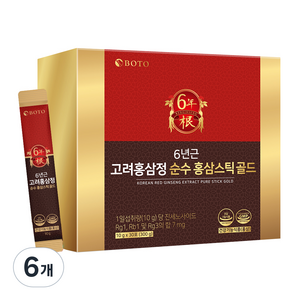 보뚜 6년근 고려홍삼정 순수 홍삼스틱 골드 10g x 30p, 6개, 300g