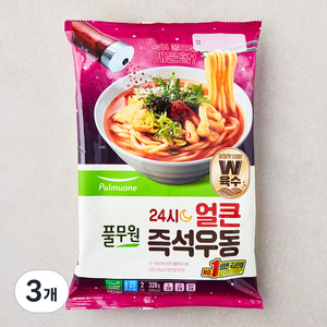 풀무원 24시 얼큰 즉석우동 2인분, 328g, 3개