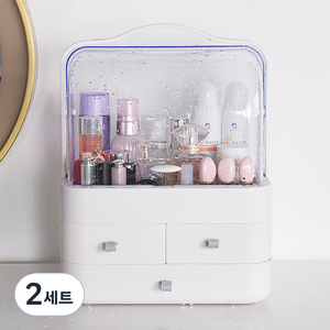 비타할로 화장품 정리함 커버형 + 교체용 손잡이, 2세트, 화이트