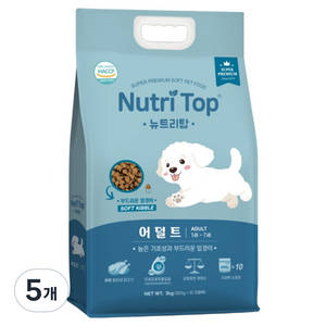 뉴트리탑 어덜트 강아지 소프트사료, 닭, 3kg, 5개