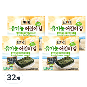 엘빈즈 유기농 어린이김 10p, 자연의 맛, 15g, 32개