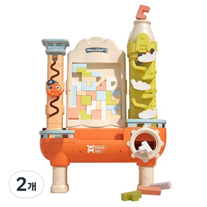 조이키즈 문어해적선 테트리스 3D 5in1 다기능 블록칠판 큐브맞추기 입체퍼즐 보드게임, 오렌지, 2개