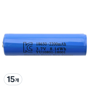 컴스 18650 2200mAh 리튬이온 충전지 BT186, 1개입, 15개