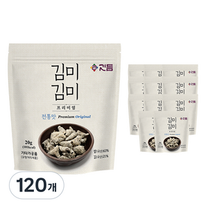깃듬 김미김미 프리미엄 리얼 김스낵 전통맛, 20g, 120개