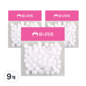유니아트 5000 반짝이퐁퐁 만들기재료 20mm, 흰색, 9개