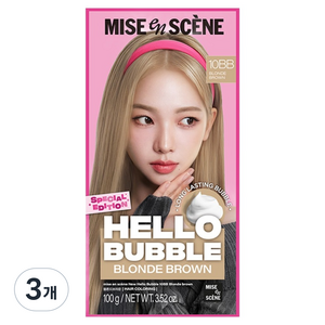 미쟝센 뉴 헬로버블 염모제 100g, 10BB 블론드브라운, 3개