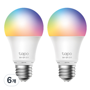 타포 스마트 Wi-Fi 멀티 컬러 전구 8.7W Tapo L530E, 기타색, 6개