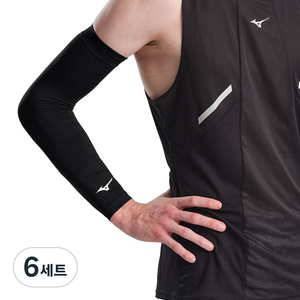 미즈노 더블 립 손목형 쿨토시, 블랙, 6세트