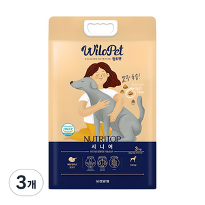 월로펫 시니어 강아지 뉴트리탑 소프트사료, 닭, 3kg, 3개