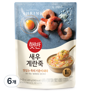 햇반 새우계란죽, 420g, 6개