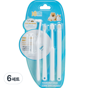 딩동펫 반려동물 스페셜 칫솔 5종, 화이트, 6세트