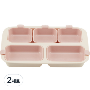 네스틱 원플레이트 유아식판, 바닐라핑크, 플레이트 +미디움볼 2p + 스몰볼 3p, 2세트