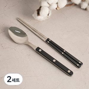 티니블랑 레브 한식 1인수저세트, 블랙, 디너스푼 + 젓가락, 2세트