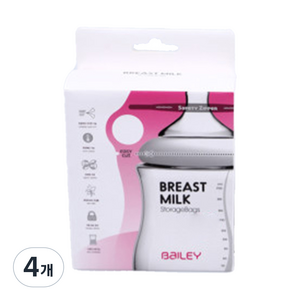베일리 핑거레스트 모유저장팩 200ml, 100개입, 4개