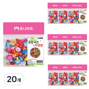 유니아트 G011 모양비즈 나무혼합, 랜덤 발송, 20개