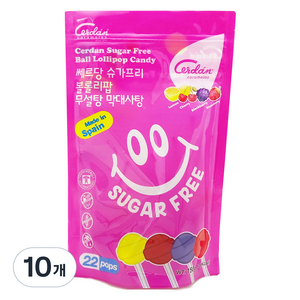 카라멜세르단 쎄르당 슈가프리 무설탕 볼롤리팝 막대사탕, 150g, 10개