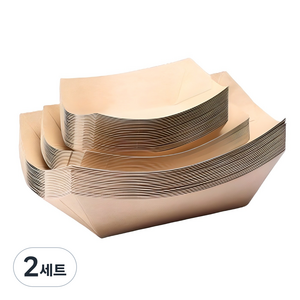 크라프트 종이접시 소 12.8 x 7.5 cm + 중 15.5 x 9.3 cm + 대 20 x 11.5 cm 세트, 60개, 2세트