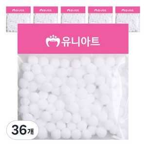 유니아트 1000 퐁퐁 10mm, 흰색, 36개