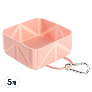 파스텔펫 반려동물 휴대용 야외 접이식 그릇 FREE(10.5 x 10.5 x 4.5 cm), 5개, 핑크