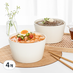 윤도자기 메종오브제 차곡 냉면기, 아이보리, 4개