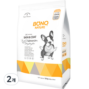 보노네이처 전연령용 강아지 스킨앤코트 건식사료, 연어, 10kg, 2개