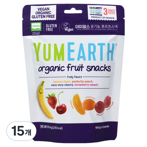 야미얼스 유기농 후르츠 스낵 젤리 3p, 혼합맛(바나나/체리/딸기/복숭아), 59.4g, 15개