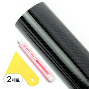 에이스피드 카본 시트지 + 칼 + 헤라 150 x 30 cm, 6D카본 하이그로시, 2세트