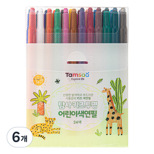 탐사 아동용 투명 색연필, 6개, 24색