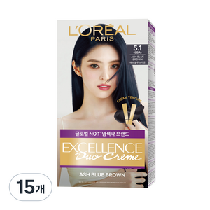 로레알파리 엑셀랑스 듀오크림 염색약, 5.1호애쉬블루브라운, 15개